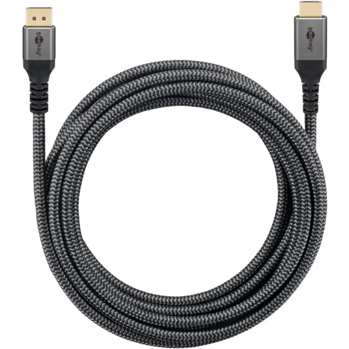 goobay Plus DisplayPort > HDMI adapter cable, 4K @ 60Hz (gray, 5 meters)