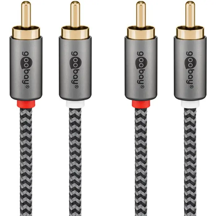 goobay Plus stereo RCA cable (black/silver, 5 meters)