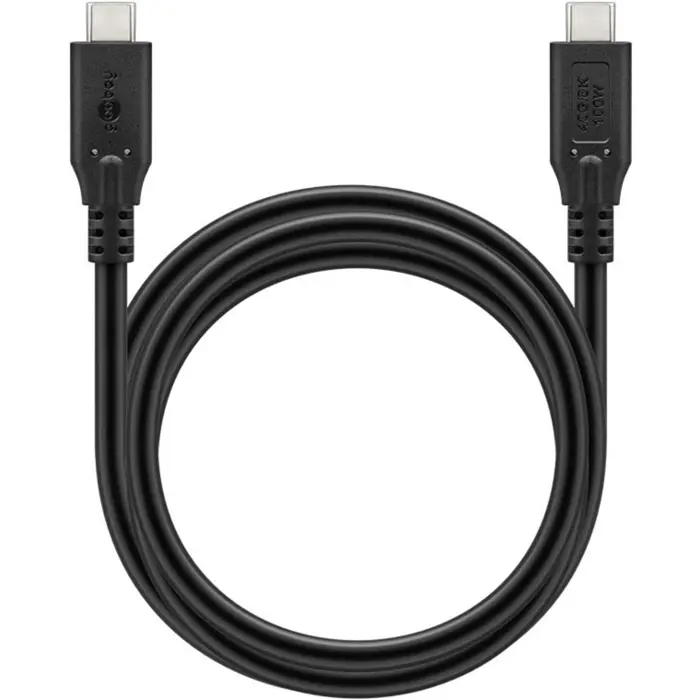 Goobay USB4 Gen 3x2 cable, USB-C plug > USB-C plug, 40Gbit/s (black, 1 meter, PD, charging with up to 100 watts)