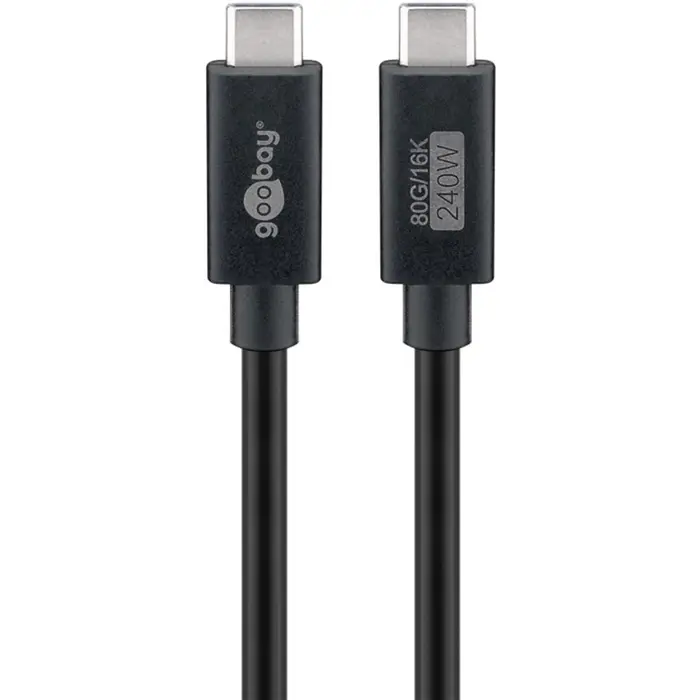 goobay USB4 Version 2.0 cable, USB-C plug > USB-C plug, 80Gbit/s black, 1.2 meters, charging with up to 240 watts