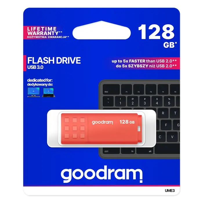 Goodram UME3-1280O0R11 USB flash drive 128 GB USB Type-A 3.2 Gen 1 (3.1 Gen 1) Orange