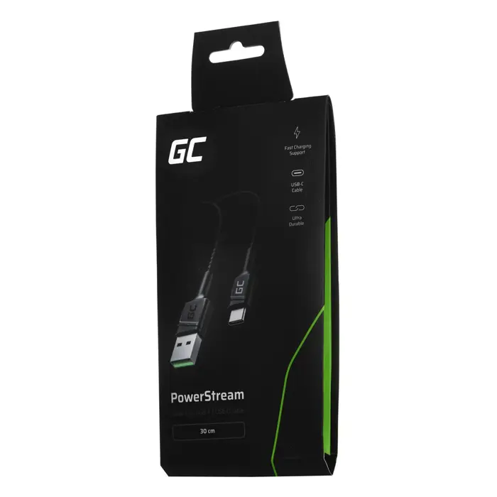 Green Cell KABGC25 USB cable 0.3 m USB A USB C Black