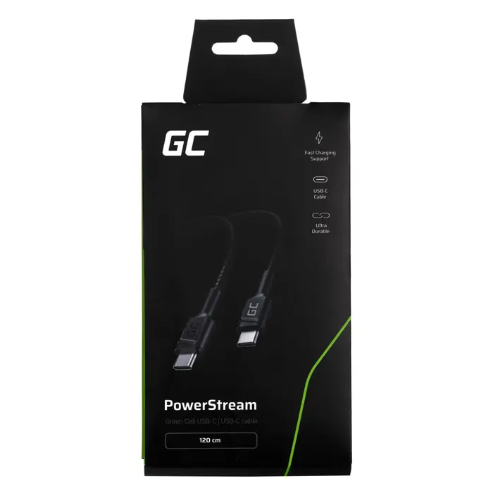 Green Cell KABGC30 USB cable USB 2.0 1.2 m USB C Black