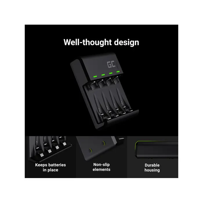 Green Cell punjač VitalCharger + 4x baterije AAA 800mAh Ni-MH