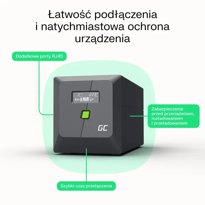 GREEN CELL UPS POWERPROOF 600W/1000VA MOD. SINE