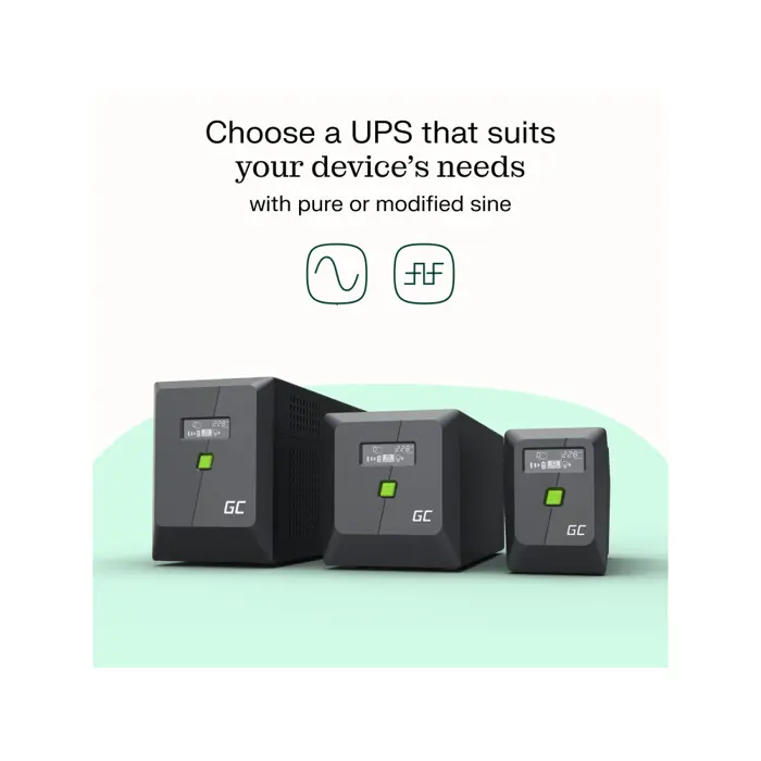 Green Cell UPS (UPSLM600) 1000VA/600W, Modified sine wave, Line Interactive AVR, LCD