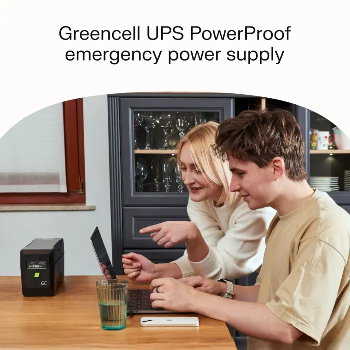 Green Cell UPS (UPSLP480) 750VA/480W, Pure sine wave, Line Interactive AVR, PowerProof with LCD
