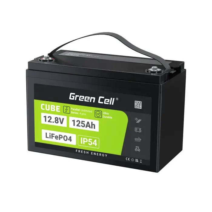 Green Cell Žalias Cell CUBE LiFePO4 125Ah 12,8V 1600Wh liio geležies fosfato baterija kemperiui, sauls energijai, neprijungtai prie tinklo, laivui Lithium Iron Phosphate (LiFePO4) 12.8 V