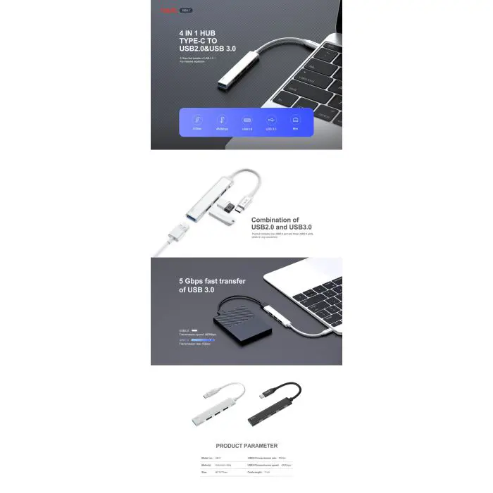 HAVIT USB C 4 Port Hub HB41