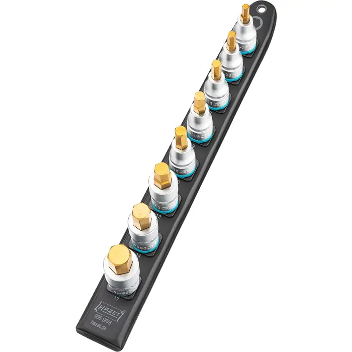 Hazet SmartRail 1/2 socket set, hexagon socket, 8 pieces (black, 6mm - 17mm, short)