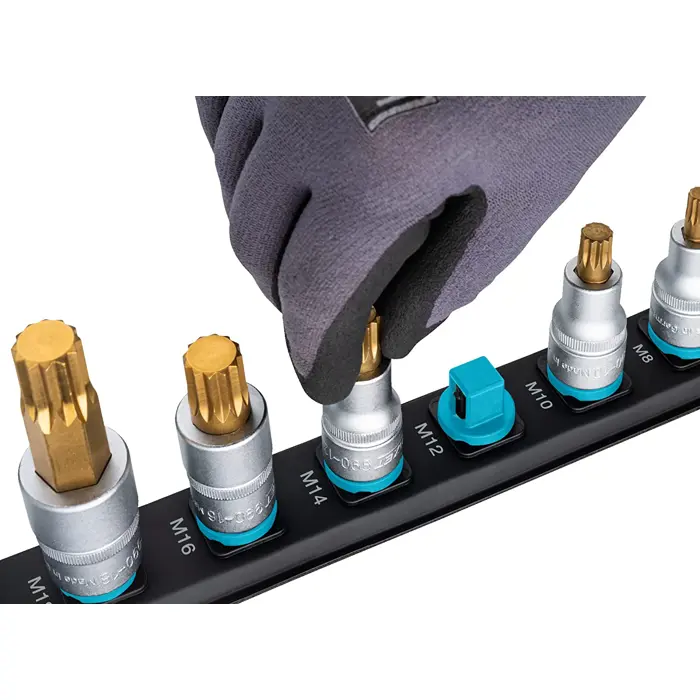 Hazet SmartRail 1/2 socket set, hexagon socket, 8 pieces (black, 6mm - 17mm, short)