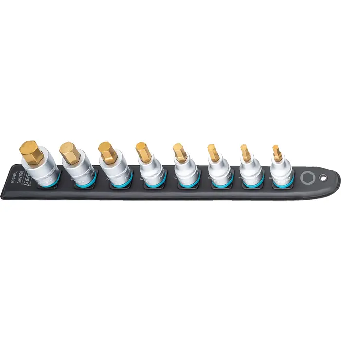 Hazet SmartRail 1/2 socket set, hexagon socket, 8 pieces (black, 6mm - 17mm, short)