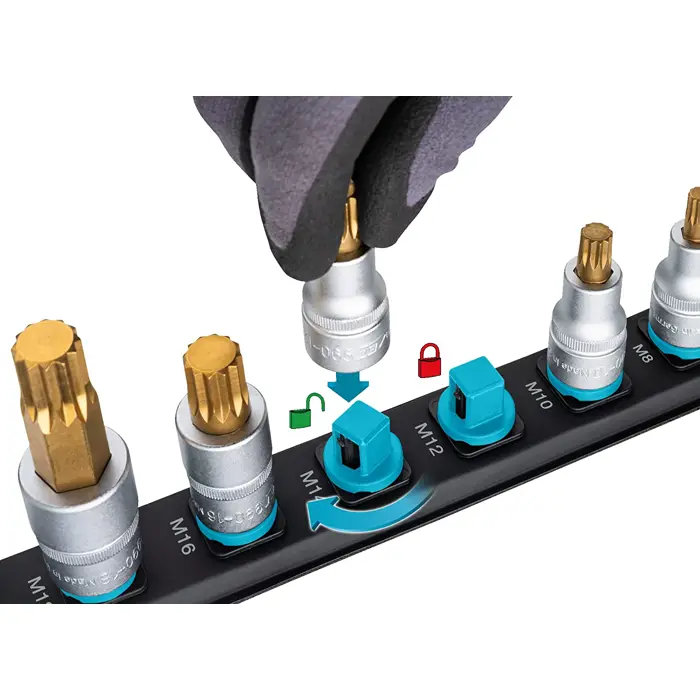 Hazet SmartRail 1/2 socket set, hexagon socket, 8 pieces (black, 6mm - 17mm, short)
