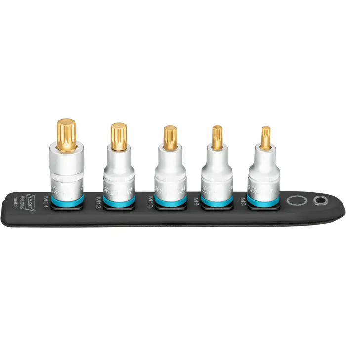Hazet SmartRail 1/2 socket set, multi-tooth, 5 pieces (black, M6 - M14, short)