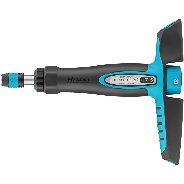 Hazet torque screwdriver 6005CT-100 black/blue, 4 - 10 Nm, 1/4" bit holder, T-handle