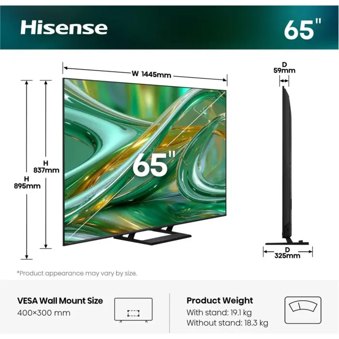 Hisense ULED 65E8S MiniLED (164 cm (65 inches), black/dark gray, UltraHD/4K, triple tuner, subwoofer, 144Hz panel)