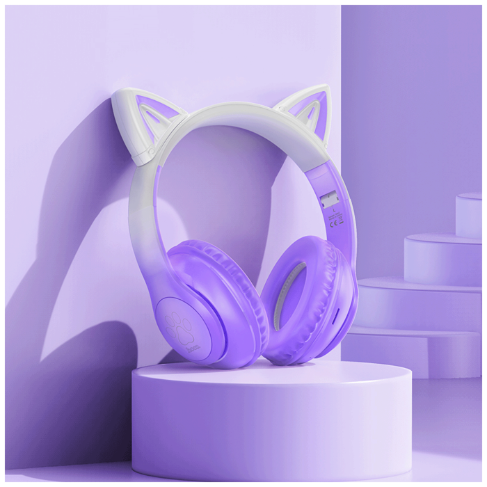 hoco. Slušalice bežične sa mikrofonom, Bluetooth - W42 Cat Ears, Purple Grape