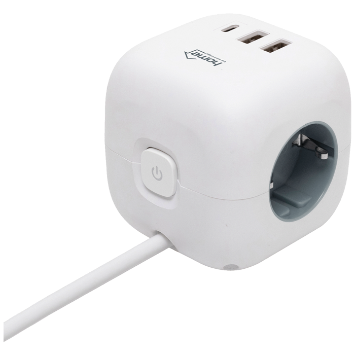 home Produžni kabl, 3 utičnice, 2 x USB A, 1 x USB C, 1.5 met. - CUBE2