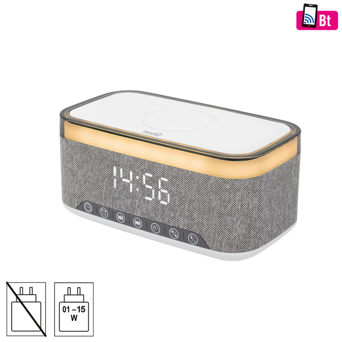 home Sat sa alarmom, FM, 2x5W Bluetooth, Qi punjenje, LED zaslon - LTCR06
