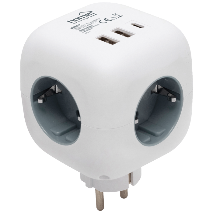 home Strujni razdjeljnik sa 3 utičnice, 3 x USB, kocka - CUBE1