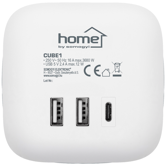 home Strujni razdjeljnik sa 3 utičnice, 3 x USB, kocka - CUBE1