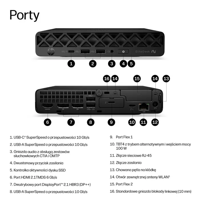 HP EliteDesk 8 Mini G2i Desktop Next Gen AI PC Copilot+ PC Intel Core Ultra 5 322 16 GB DDR5-SDRAM 512 GB SSD Windows 11 Pro Mini PC