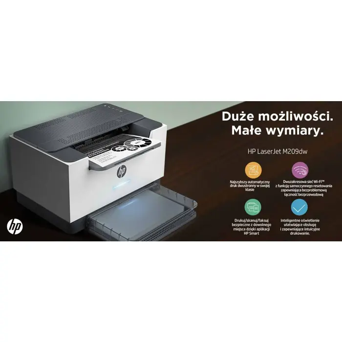 HP LaserJet M209dw Printer, Black and white, Printer for Home and home office, Print, Two-sided printing; Compact Size; Energy Efficient; Dualband Wi-Fi