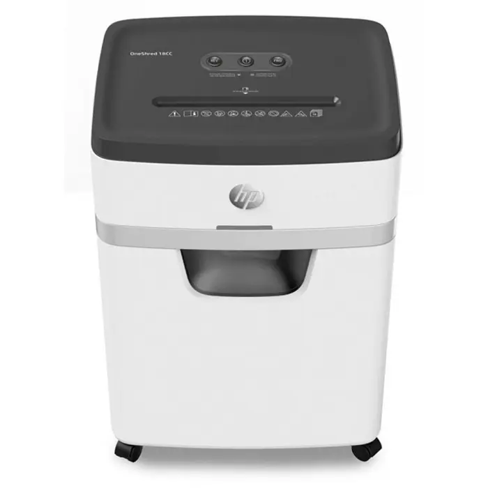 HP ONESHRED 18CC shredder, cut-offs, P-4, 18 cards, 25l, light grey
