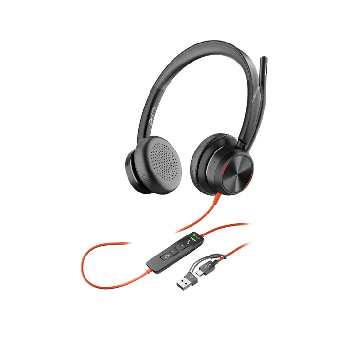 HP Poly Blackwire 8225 Stereo USB-C Headset +USB-C/A Adapter