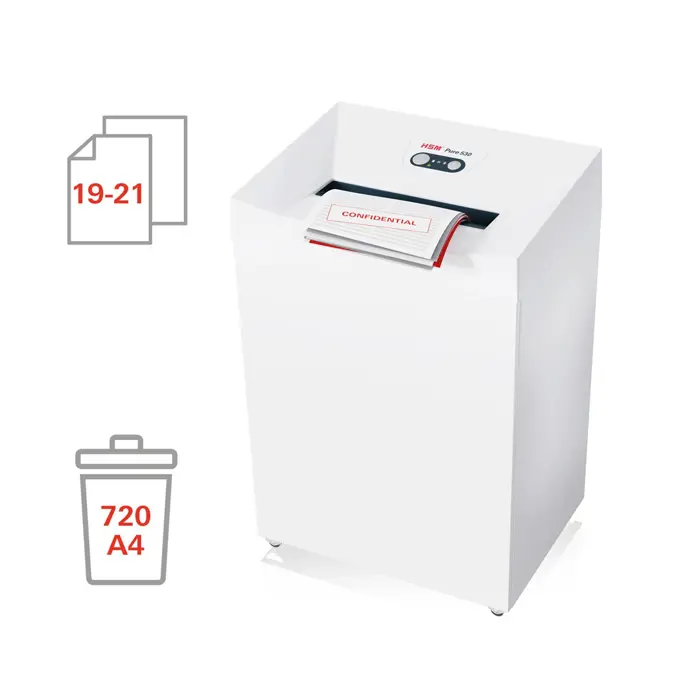 HSM Pure 530 shredder, 80 l, 3,9 mm