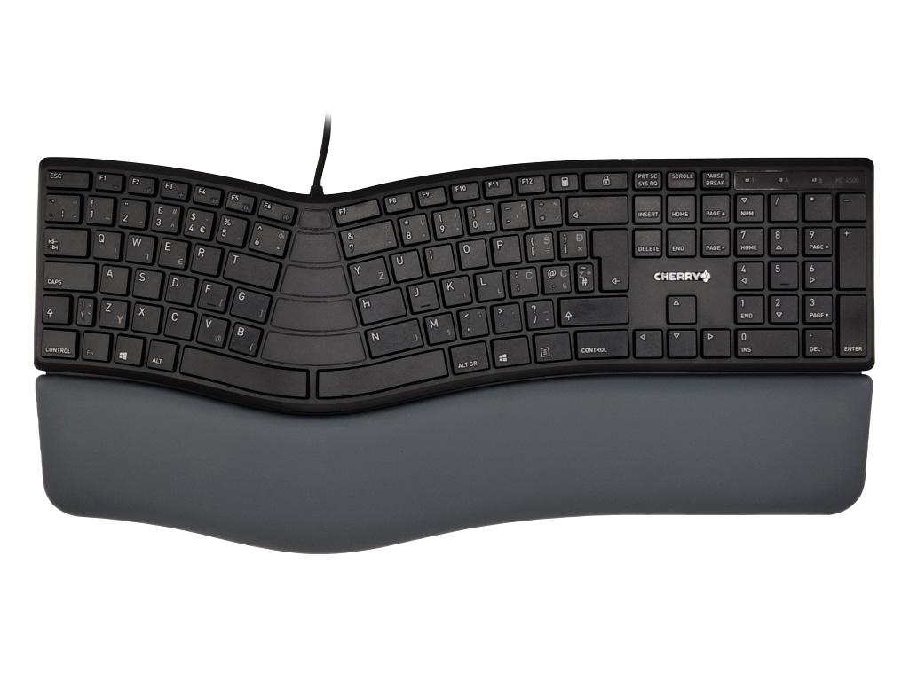Tipkovnica Cherry KC 4500 ERGO, črna, USB, UK SLO g. - JK-4500GB-2