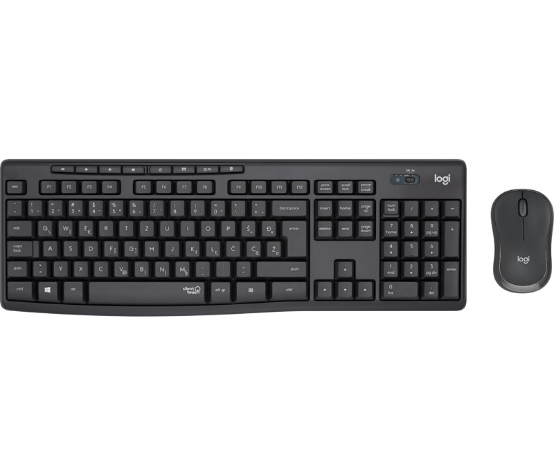 Tipkovnica in Miš Logitech MK295 Silent Wireless Combo, grafitna barva, SLO - 920-009809