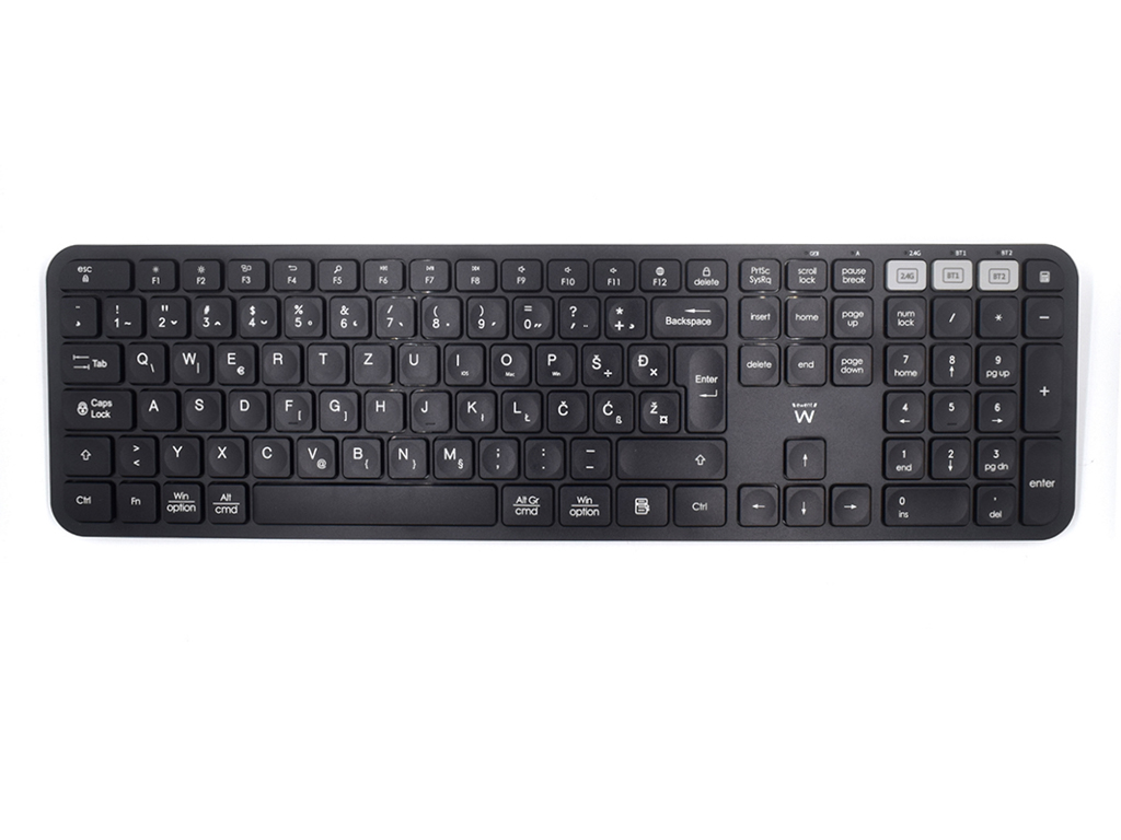 Tipkovnica Ewent Multi-connect Wireless, Bluetooth, USB, SLO - EW3278