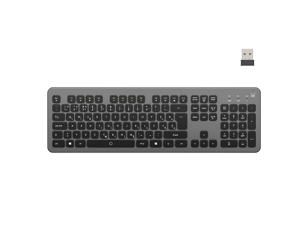 Tipkovnica Ewent EW3298 Wireless, osvetljena, Multimode, SLO - EW3298