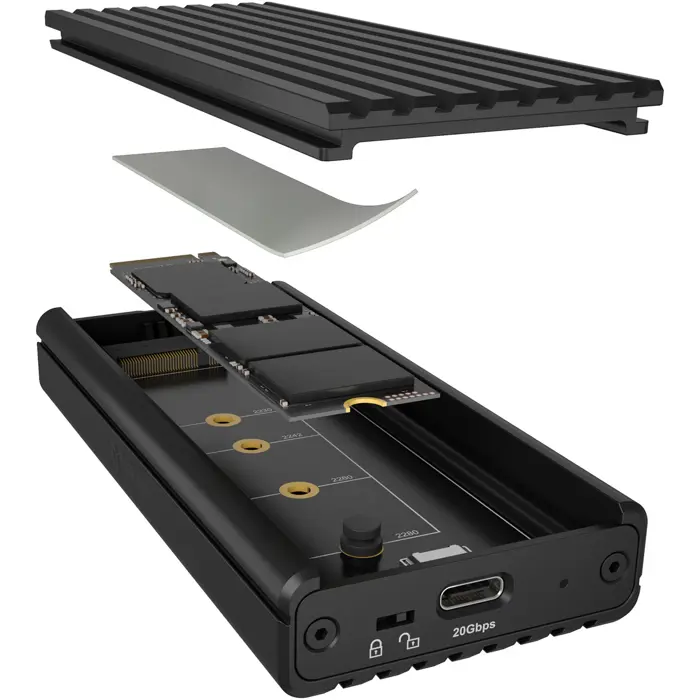 Icy Box IB-1917M-C32a M.2 NVMe SSD enclosure (black, USB 3.2 Gen 2x2 Type-C)