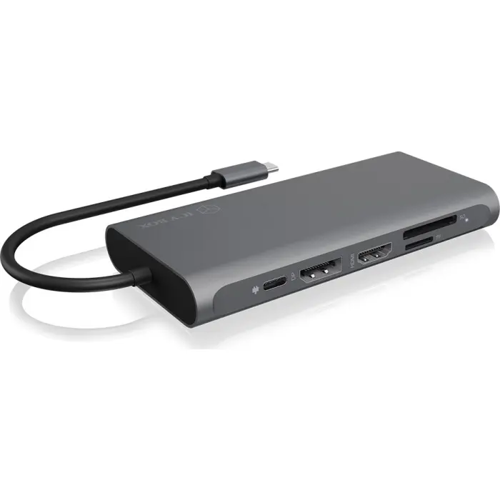 ICY BOX IB-DK4050-CPD USB 3.2 Gen 1 (3.1 Gen 1) Type-C 5000 Mbit/s Anthracite, Docking station