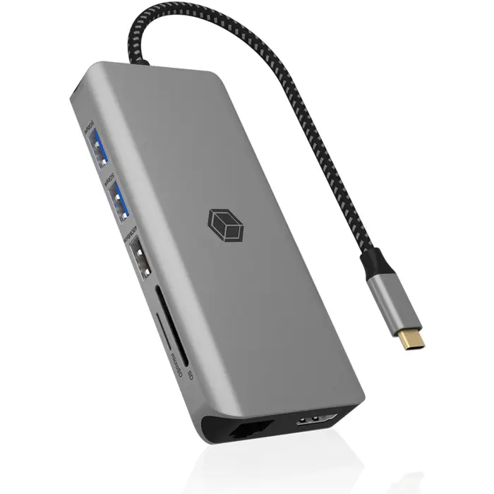 ICY BOX IB-DK4061-CPD, docking station (anthracite, USB-A, USB-C, HDMI, card reader, Gigabit LAN)