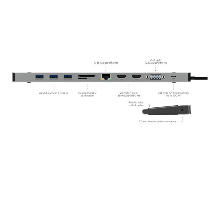 Icybox IB-DK2106A-CPD docking station with Power Delivery 100W