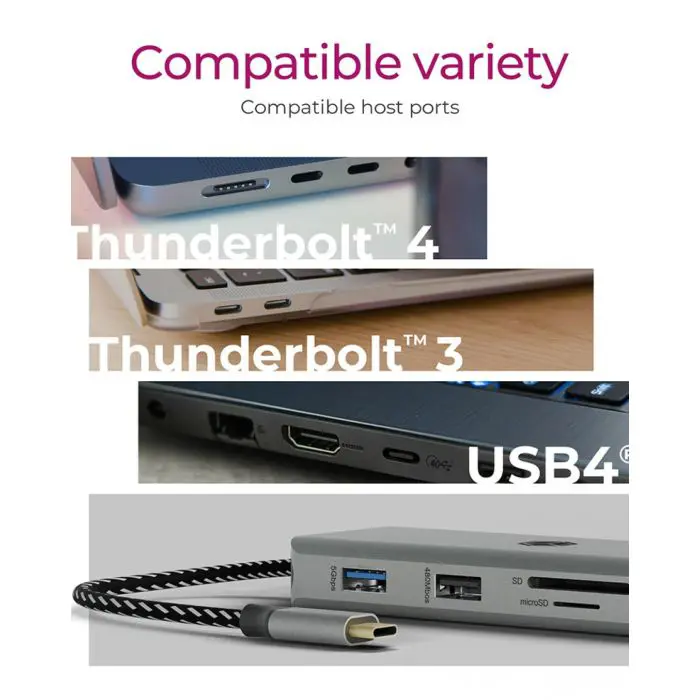 IcyBox IB-DK4012-CPD USB-C 9-in-1 docking station with Power Delivery 100W