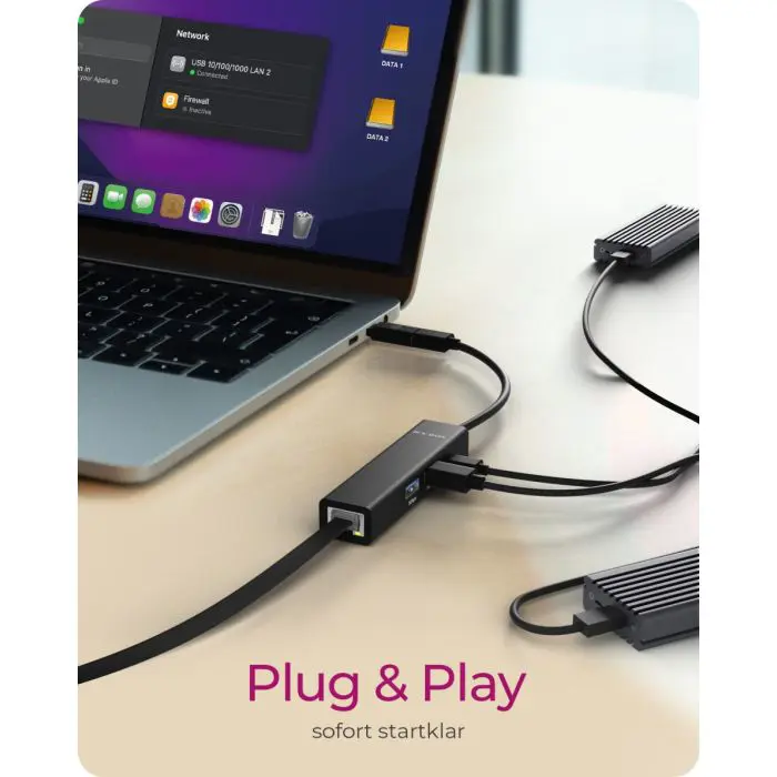 ICYBOX IB-HUB1439-LAN 4 PORT HUB with USB 3.2 Type or Type-C connection