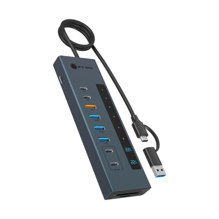 IcyBox IB-HUB1742CR-C2PD 11-in-1 hub USB-C, PD interface, and card reader
