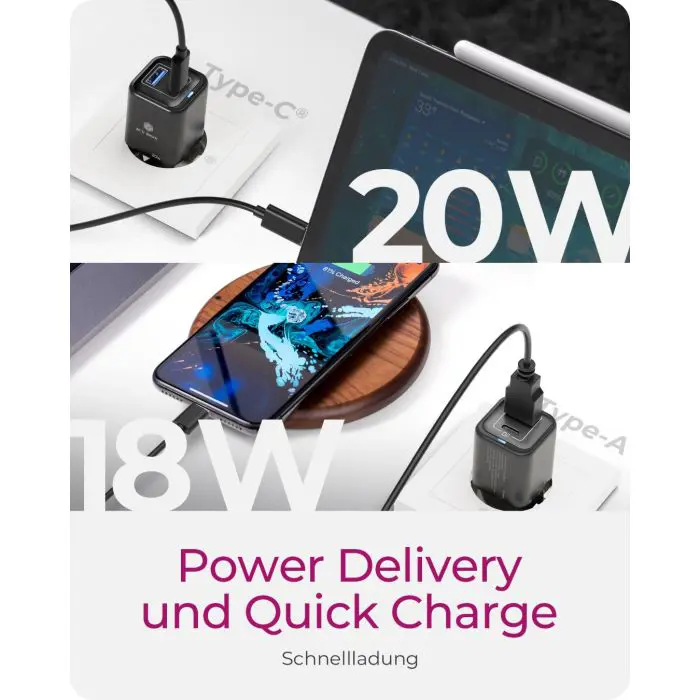 IcyBox IB-PS1020-PD 20W USB-A and USB-C charger