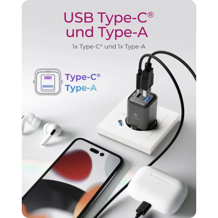 IcyBox IB-PS1020-PD 20W USB-A and USB-C charger