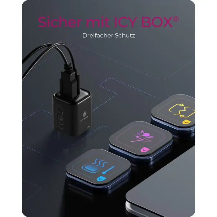 IcyBox IB-PS1020-PD 20W USB-A and USB-C charger