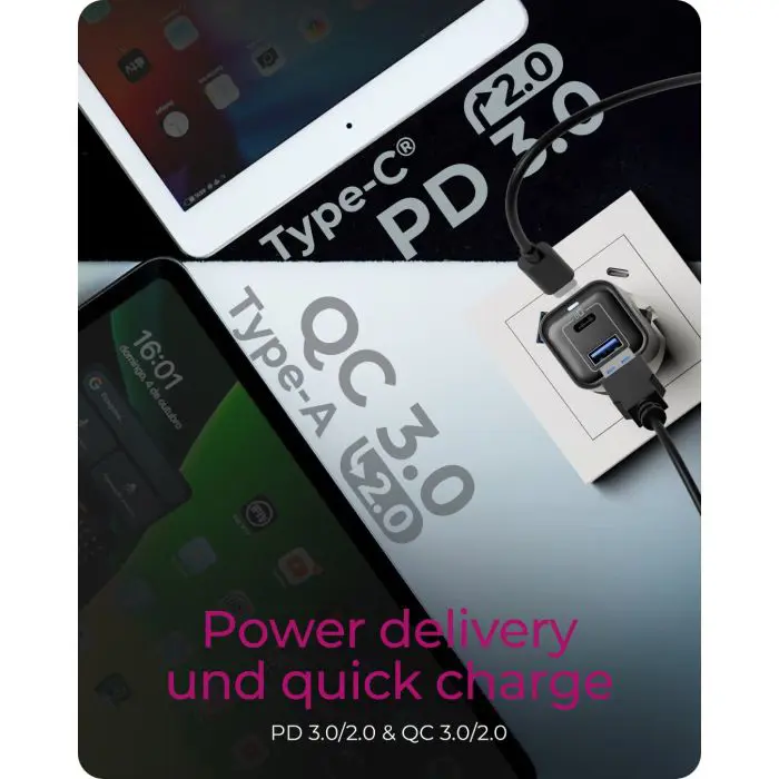 IcyBox IB-PS1020-PD 20W USB-A and USB-C charger