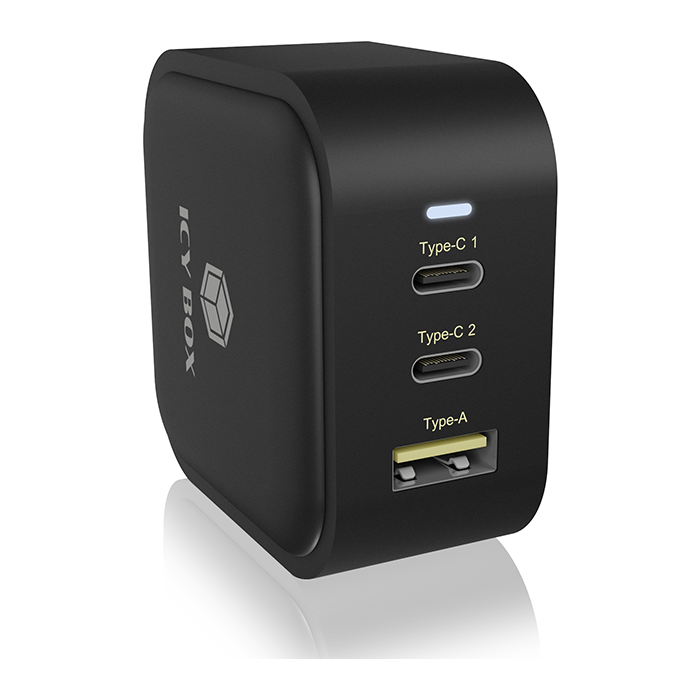 IcyBox IB-PS1030-PD 3-portni USB-C/A 65W GaN polnilec