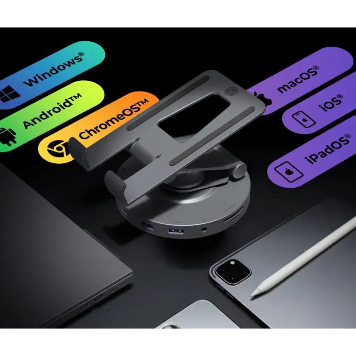 IcyBox IB-TH100-DK vrtljiv nosilec za tablico ali telefon z USB-C priključkom
