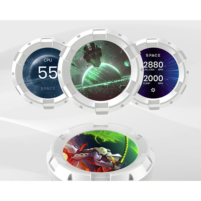 ID-COOLING Space SL360, LCD, ARGB, white