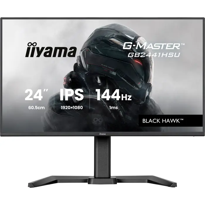 iiyama G-Master GB2441HSU-B1 Black Hawk, Gaming Monitor - 23.8 - black, FullHD, IPS, HDMI, DP, FreeSync, USB hub, height adjustment, 144Hz panel
