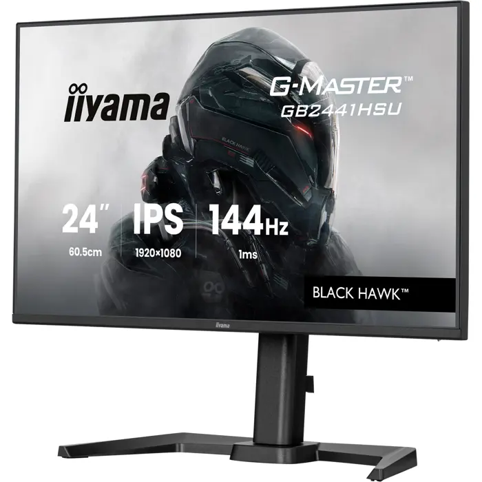iiyama G-Master GB2441HSU-B1 Black Hawk, Gaming Monitor - 23.8 - black, FullHD, IPS, HDMI, DP, FreeSync, USB hub, height adjustment, 144Hz panel